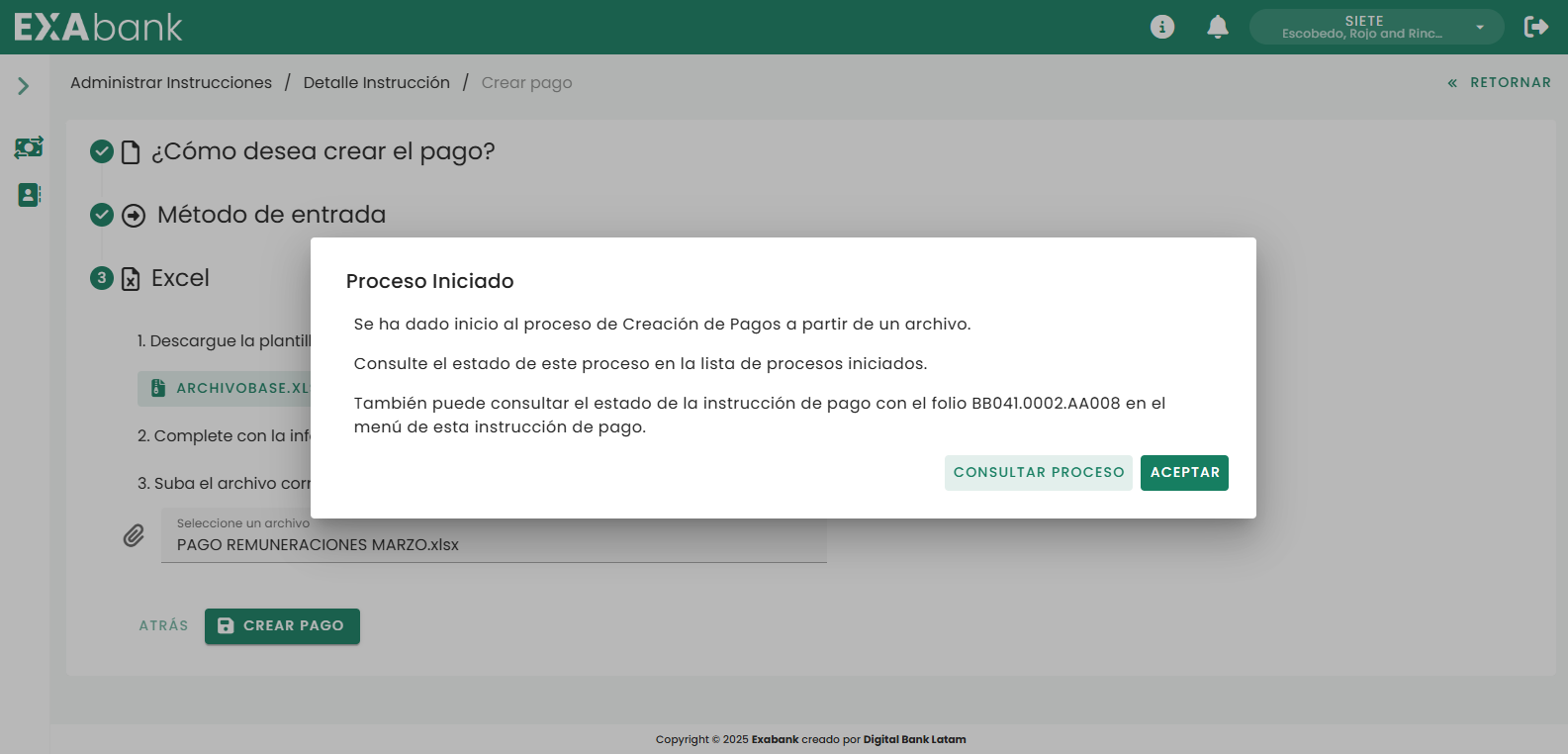 proceso inciiado